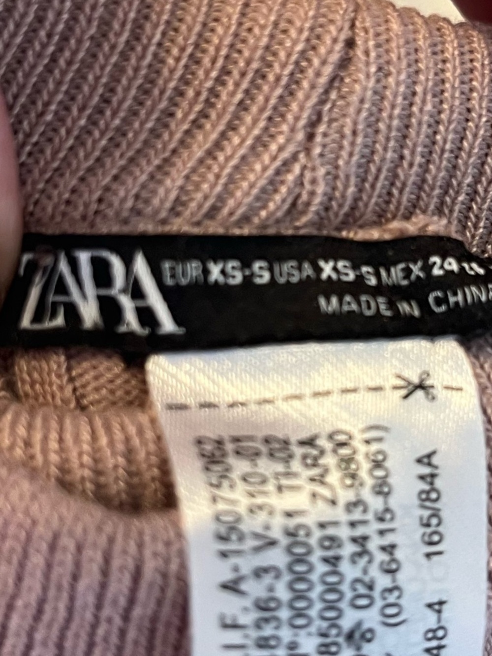 Zara Ribbed Knit Midi Dress Sleeveless Mock Neck Taupe XS S Minimalist Coastal - Picture 5 of 6